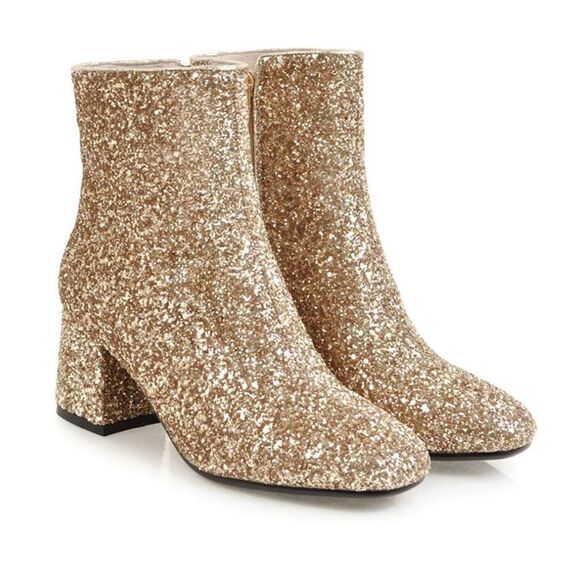 NWT Wool + Pepper Co. Glitter Heeled Booties - Picture 7 of 11